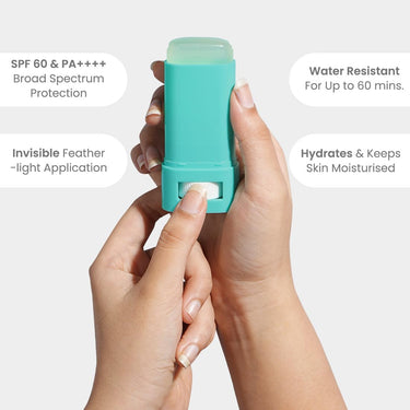 Earth Rhythm Aqua Surge Hyaluronic Sunscreen Stick SPF 60, PA++++ UVA/UVB Protection With Hyaluronic Acid & Ceramides For Hydration, Lightweight, No White Cast Sunscreen For Dry Skin - 20g